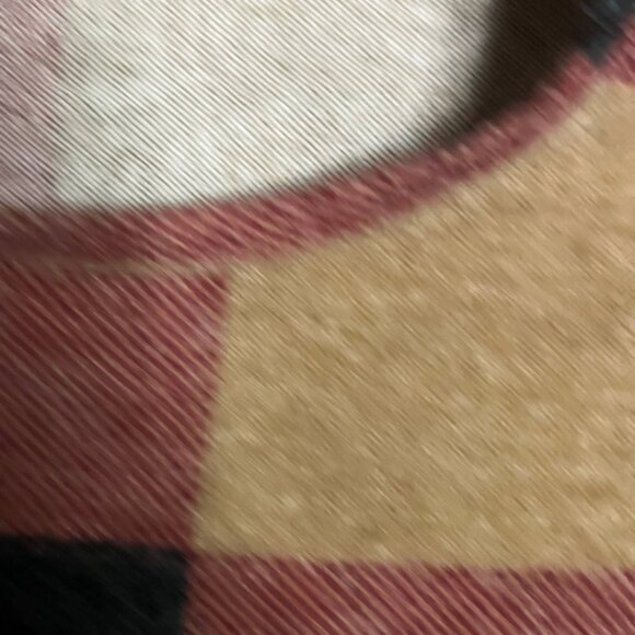 Bombom Women XL Checkered Plaid Brown Black Maroon Crew Neck Fall Sweater - Picture 3 of 7